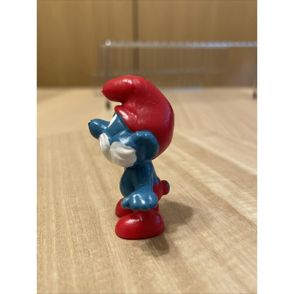 Vintage Schleich Papa Smurf PVC Figure 1989 Hong Kong Red Hat Smurfs 2" - Picture 2 of 6